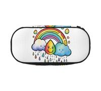 ZTPOWQA Rainbow Clouds Raindrop 1 Print Fashionable Pencil Case Functional Pen Pouch School Travel Office Use Convenience