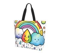 ZTPOWQA Rainbow Clouds Raindrop 1 Print Large Capacity Shoulder Bag Unisex Lightweight Tote Casual Outings Daily Travel