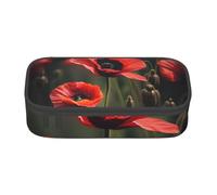 ZTPOWQA Red Poppy Flower Print Pencil Case Functional Stylish Teenagers Girls Adults School College Everyday Use