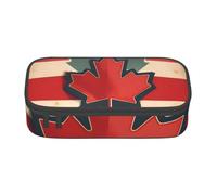 ZTPOWQA Retro Canada Flag Pattern Print Pencil Case Functional Stylish Teenagers Girls Adults School College Everyday Use