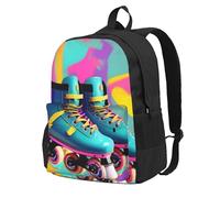ZTPOWQA Retro Colorful Roller Skates Print Adult Backpack Water-Resistant Lightweight Commuters Outdoor Adventurers Picnics