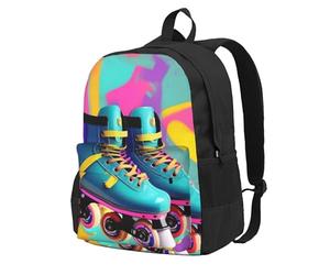 ZTPOWQA Retro Colorful Roller Skates Print Adult Backpack Water-Resistant Lightweight Commuters Outdoor Adventurers Picnics