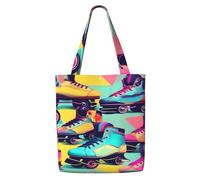 ZTPOWQA Retro Roller Skates Colorful Print Canvas Shoulder Bag Large Capacity Tote Shopping Everyday Use Weekend Adventures