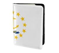 ZTPOWQA Rhode Island State Flag Print Men Women Passport Travel Document Stylish Secure Wallet Leather Case Accessory