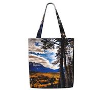ZTPOWQA Rocky Mountain Range Print Canvas Shoulder Bag Large Capacity Tote Shopping Everyday Use Weekend Adventures