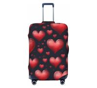 ZTPOWQA Romantic Red Heart Print Washable Suitcase Cover Personalized Luggage Protector Travel Elastic Anti Scratch