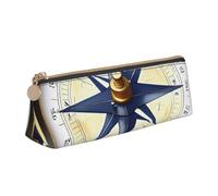 ZTPOWQA Sail Boat Nautical Compass Print Adults Triangular Pencil Case Stylish Large-Capacity Pouch Stationery Organizer