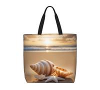 ZTPOWQA Seashell Landscape On The Beach Print Eco-Friendly Extra-Large Organizer Bag Shoulder Tote Work Shopping Beach Travel