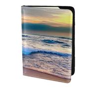 ZTPOWQA Serene Seaside Sunset Print Men Women Passport Travel Document Stylish Secure Wallet Leather Case Accessory