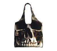 ZTPOWQA Skull Rock Roll Skeleton Bone Print Extra-Large Canvas Tote Bag Eco-Friendly Shoulder Bags Shopping Travel Daily Handbag
