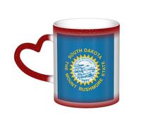 ZTPOWQA South Dakota Flag Print Starry Sky Color-Changing Heat-Sensitive Ceramic Mug Coffee Anniversary Holiday