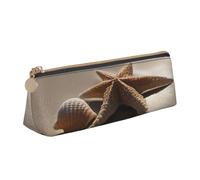 ZTPOWQA Starfish Seashell Sandy Beach Print Adults Triangular Pencil Case Stylish Large-Capacity Pouch Stationery Organizer