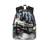 ZTPOWQA Steam Train Clouds Print Unisex Lightweight Casual Backpack Gym Travel Hiking Commutes Daily Outdoor Use