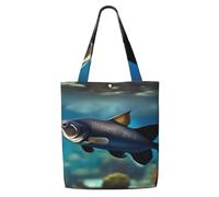 ZTPOWQA Subaquatic Catfish Print Canvas Shoulder Bag Large Capacity Tote Shopping Everyday Use Weekend Adventures