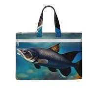 ZTPOWQA Subaquatic Catfish Print Foldable Canvas Tote File Bag Document Office Travel Business Meetings Storage Bags
