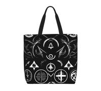 ZTPOWQA Supernatural Symbols Black Print Eco-Friendly Extra-Large Organizer Bag Shoulder Tote Work Shopping Beach Travel