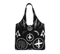 ZTPOWQA Supernatural Symbols Black Print Extra-Large Canvas Tote Bag Eco-Friendly Shoulder Bags Shopping Travel Daily Handbag