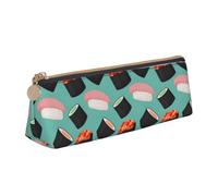 ZTPOWQA Sushi Food Pattern1 Print Adults Triangular Pencil Case Stylish Large-Capacity Pouch Stationery Organizer