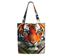 ZTPOWQA Tiger Stripes Orange Pattern Print Canvas Shoulder Bag Large Capacity Tote Shopping Everyday Use Weekend Adventures