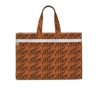 ZTPOWQA Tiger Stripes Orange Pattern Print Foldable Canvas Tote File Bag Document Office Travel Business Meetings Storage Bags