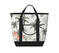 ZTPOWQA Tropical Palm Trees Print Large Capacity Insulated Tote Bag Beach Food Delivery Daily Life Outdoor Activities