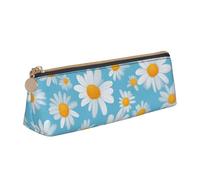 ZTPOWQA White Daisy in Light Blue Background Print Teenagers Pencil Case Large Capacity High Organizer Bag School Daily Essentials