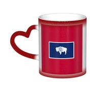 ZTPOWQA Wyoming State Flag Print Starry Sky Color-Changing Heat-Sensitive Ceramic Mug Coffee Anniversary Holiday