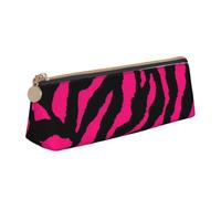ZTPOWQA Zebra Tiger Leopard Pink Print Adults Triangular Pencil Case Stylish Large-Capacity Pouch Stationery Organizer