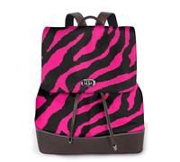 ZTPOWQA Zebra Tiger Leopard Pink Print Stylish Women'S Leather Backpack Travel Bag For Ladies Adjustable Straps Multiple