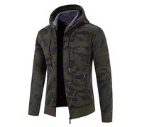 ZTRADA Mens Camouflage Military Coat Jacket Zip Hoodie Pullover for Autumn Winter Men Long Sleeve Hooded Hoodies Sweatshirt Full Zipper Up Open Front Cardigan Sweater Jumper Army Green UK Size 18