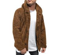 ZTRADA Mens Sherpa Coat Jacket Long Sleeve Warm Teddy Fleece Hooded Hoodies Sweatshirt Pullover Men Buttons Open Front Chunky Warm Sweater Jumper Cardigan Coffee UK Size 12