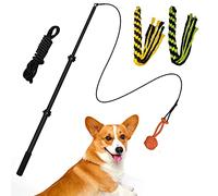 Zttark Dog Flirt Pole Interactive Toys for Dogs Chase and Drag, Durable Teaser Wand,Outdoor Exercise Training Chewing for Small Medium Large Dogs (Black)