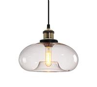 ZTTECH 11" Smoked Glass Pendant Light Industrial Vintage Design Suitable for Kitchen Island Bedroom Dining Room Adjustable Height E27 Bulb Compatible (Clear)