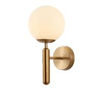 ZTTECH 150mm White Glass Ball Wall Light Sconce, White Glass Globe with Brass Gold Base Wall Lamp Wall Light (Brass Gold)