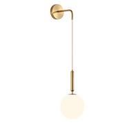 ZTTECH 150mm White Glass Globe & Gold Metal Wall Sconces Lamp Drop Wall Light Fixture for Bedside (White Glass & Gold Metal, 1-Pack)
