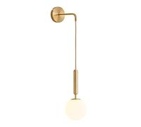 ZTTECH 150mm White Glass Globe & Gold Metal Wall Sconces Lamp Drop Wall Light Fixture for Bedside (White Glass & Gold Metal)