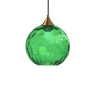ZTTECH 200mm Dark Green Glass Pendant Light Vintage Hanging Lamp with Bronze Gold Holder E27 Glass Lamp Indoor Lighting for Kitchen Island Dining Table Bedroom Living Room (Dark Green, 200 mm)