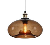 ZTTECH 28cm Brown Glass Pendant Light Industrial Vintage Hanging Light for Kitchen Island Bedroom Dining Room Adjustable Height E27 Bulb Compatible (Brown)