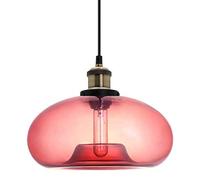 ZTTECH 28cm Pink Glass Pendant Light Industrial Vintage Hanging Light for Kitchen Island Bedroom Dining Room Adjustable Height E27 Bulb Compatible (Pink)