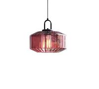 ZTTECH 28CM Vintage Industrial Ribbed Dome Glass Pendant Light Adjustable Height E27 Hanging Lamp for Dining Room Bedroom Living Room Bar (Purple)