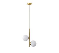 ZTTECH 3-Light Globe White Glass Pendant Light, White Glass Ball & Brass Gold Matel Hanging Lamp Chandelier Ceiling Light (2-Light)