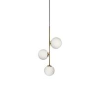 ZTTECH 3-Light Globe White Glass Pendant Light, White Glass Ball & Brass Gold Matel Hanging Lamp Chandelier Ceiling Light (3-Light)