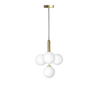 ZTTECH 4-Light White Glass Globe Chandelier Pendant Light Fixtures,Gold Base with Clear Glass Ball Hanging Lamp for Kitchen Island (White Glass & Gold Metal)
