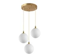 ZTTECH Modern 3 Light Pendant Light White Glass Hanging Lamp Gold Finish Adjustable Height E27 Base for Kitchen Island Dining Room Living Room