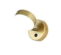 ZTTECH Modern LED Metal Wall Light 5W Adjustable Angle Three Color Temperature Gold Wall lamp for Bedroom Living Room Kitchen Office (Round)