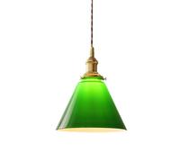 ZTTECH Vintage Emerald Green Glass Pendant Light Brass Hanging Lamp E27 Bulb Compatible Retro Ceiling Lighting for Kitchen Island Dining Room Bar Cafe Bedroom (1-Light)