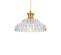ZTTECH Vintage Glass Pendant Light Adjustable Height E27 Hanging Lamp for Kitchen Dining Room Bedroom Living Room (Gold+Transpare)