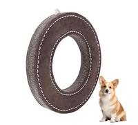 ZTTM 7" Ring Natural Leather Fetch Toy for Dogs, Brown Suede with Contrast Stitching, Durable Flying Disc Design, Interactive Outdoor Training Toy