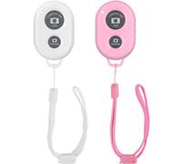 Zttopo Bluetooth Wireless Camera Remote Control For Smartphones Selfie Stick Shutter Release Camera Remote Control Compatible With iPhone/Android/Bluetooth Devices (White and Pink)
