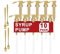 ZTTXL 10 Packs Coffee Syrup Pump Dispenser,Fits 25.4 Oz/750ml Coffee Flavoring Syrup Bottles,No Dripping, Fits Home & Coffee Bar Drinking Mixes,Free 4 Golden Spoons